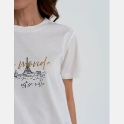 BIAŁA KOSZULKA damska typu BOX, bawełna, okrągły dekolt MORAJ